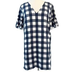 MADEWELL Leighton Plaid Bell Sleeve Dress Size 8 NWT